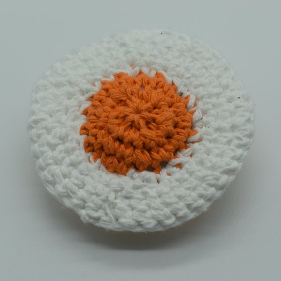 Handcrafted Crochet Fried Egg catnip toy - Picture 5 of 6